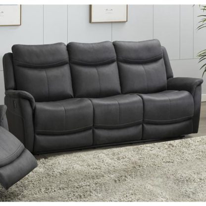 An Image of Arizona Fabric 3 Seater Electric Recliner Sofa In Slate