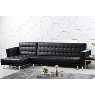 An Image of Hawthorn PU And PVC Corner Multi Functional Sofa Bed In Black