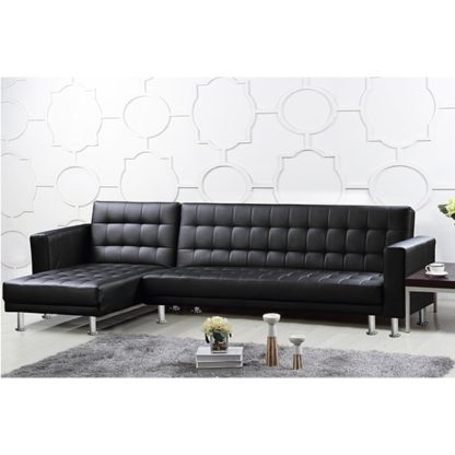 ed36fdbee4bec70a1fc4a0be087116185586260418b4f477c768cf5721b30b8d.jpg An Image of Hawthorn PU And PVC Corner Multi Functional Sofa Bed In Black