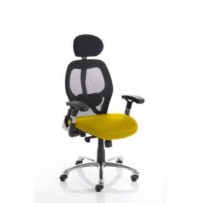 ed51a8f8829ca16607513ab4ca07172f254427aa4c94956ca408eba2573f9519.jpg An Image of Coleen Home Office Chair In Yellow With Castors