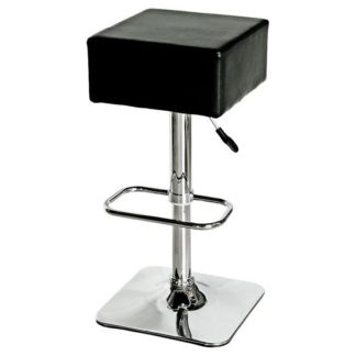 An Image of Compton Bar Stool In Black Faux Leather With Chrome Base