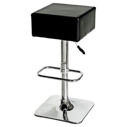 ed60b0e76ae773af3feaddcf31ff36ee1b8b8f200424e018afa8b9a86dcb05f1.jpg An Image of Compton Bar Stool In Black Faux Leather With Chrome Base