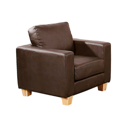 An Image of Wasp PU Leather 1 Seater Sofa In Brown