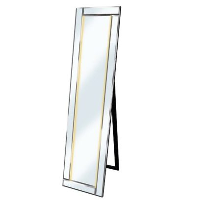 edb6c0974267513252833a699e87ad3c9b531d0ae70fe14e0cf321b3dad094d2.jpg An Image of Bevelled Cheval Free Standing Mirror In Silver With Amber LED