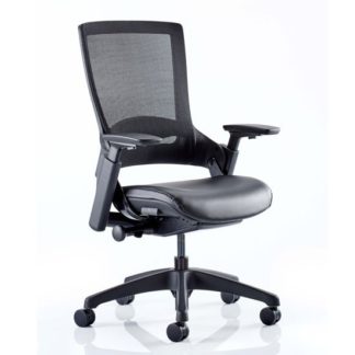 An Image of Molet Black Back Office Chair With Black Leather Seat
