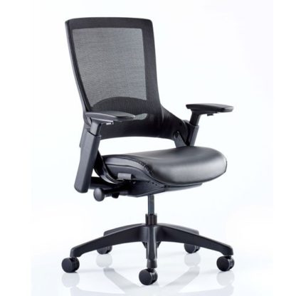 edde4703fc946e3b6f4cfc8c0fee967fe840f7c006b99629869ed6a0087f82ae.jpg An Image of Molet Black Back Office Chair With Black Leather Seat