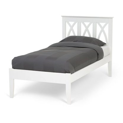 An Image of Autumn Hevea Wooden Single Bed In Opal White