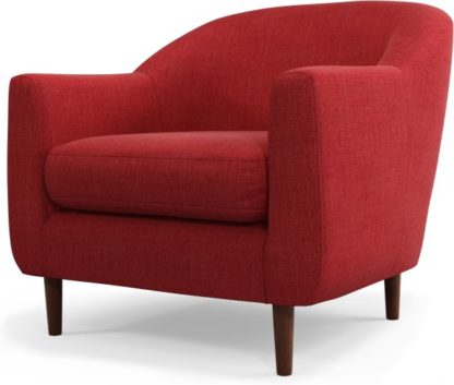An Image of Custom MADE Tubby Armchair, Postbox Red with Dark Wood Legs