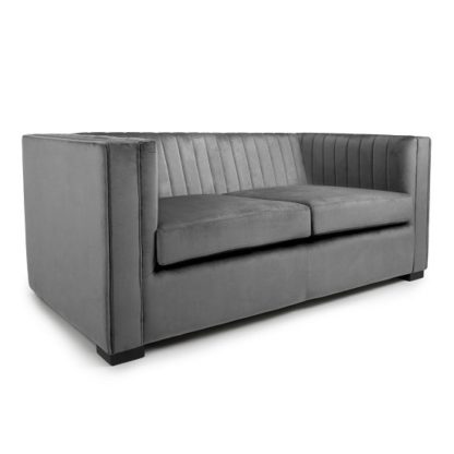 An Image of Torin 2 Seater Sofa In Grey Brushed Velvet