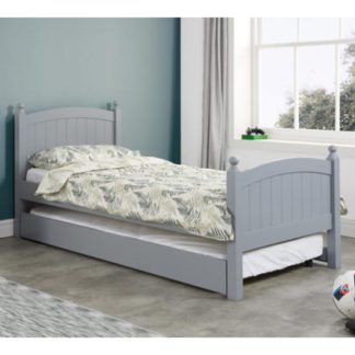 An Image of Whitehaven Wooden Single Bed In Grey