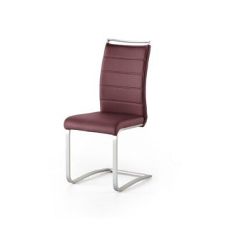 An Image of Scala Dining Chair In Bordeaux PU And Brushed Stainless Steel