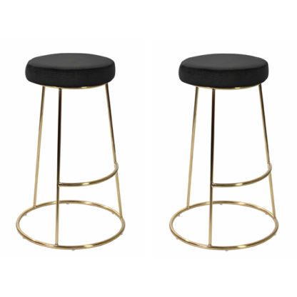 An Image of Opera Black Finish Bar Stool In Pair