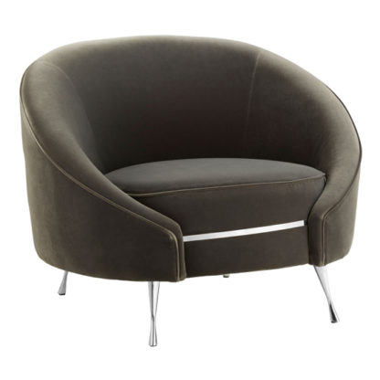 ef7cc87d1813be3afac978efcf8141347029f72274db3b87583f69400435b2a4.jpg An Image of Intercrus Lounge Chaise Armchair In Grey Velvet