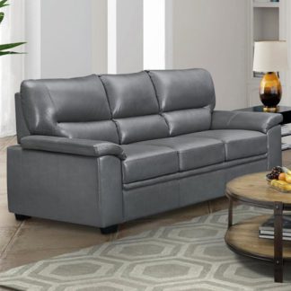 An Image of Rachel LeatherGel And PU 3 Seater Sofa In Grey
