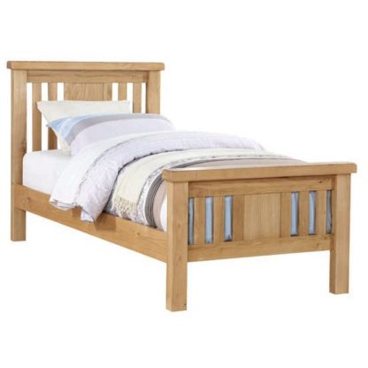 efe5bf8734f0bf4d6f4c365c95140439964a799373d1d80180b5b05d631a0b27.jpg An Image of Heaton Wooden Single Bed In Oak