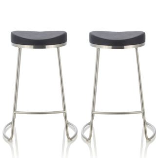 An Image of Seraphina Bar Stool In Black Faux Leather In A Pair