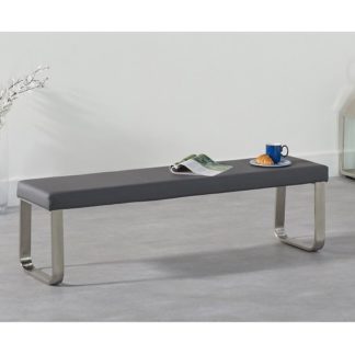 An Image of Washington Large Dining Bench In Grey Faux Leather