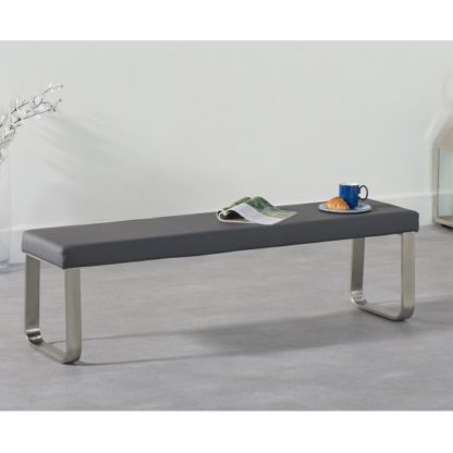effceff9f4cc0f6188e9d980374ce7d728a0c4f7701ee1f7d302bc1f7b0f5065.jpg An Image of Washington Large Dining Bench In Grey Faux Leather