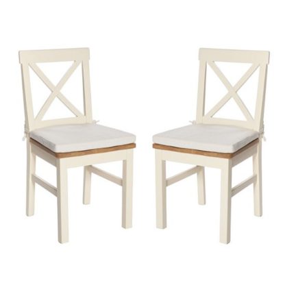 An Image of Lexington Wooden Dining Chair In Ivory With Seat Pad In A Pair
