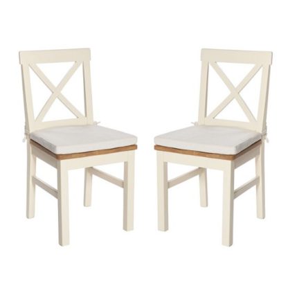 f0304ba588db6a15387259413945f576cea8d8404acaf7bc4ee7ad99c0d8c9cd.jpg An Image of Lexington Wooden Dining Chair In Ivory With Seat Pad In A Pair