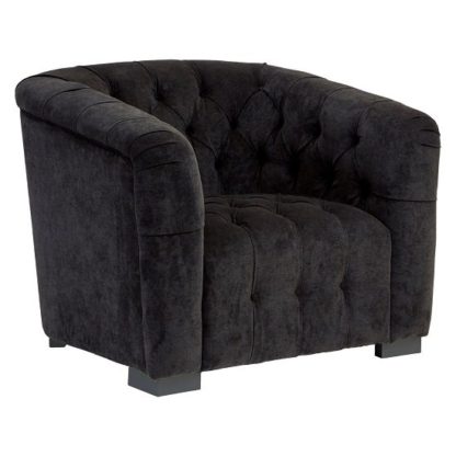 An Image of Corelli Fabric Armchair In Black With Wooden Feet
