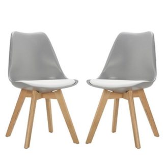 An Image of Sigmon Dining Chair In Matt Grey With White PU Seat In A Pair