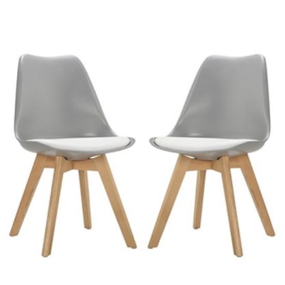 An Image of Sigmon Dining Chair In Matt Grey With White PU Seat In A Pair