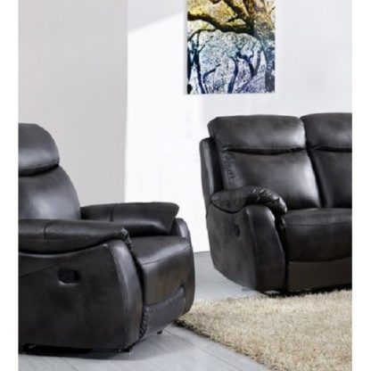 f070e4c01afd8dbf179db4da58202a229c923ee3c4d84a6f65b8b80c0030547f.jpg An Image of Canton Recliner Sofa Chair In Grey Faux Leather