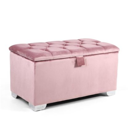 An Image of Molineux Brushed Velvet Ottoman In Pink Blush