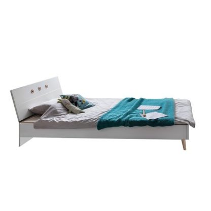 An Image of Avira Wooden Single Bed In Alpine White And Oak