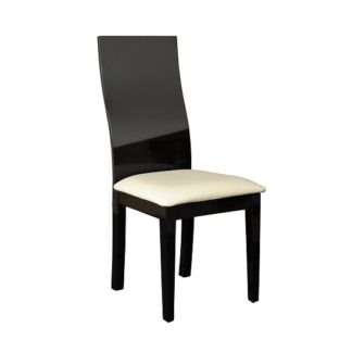 An Image of Elisa Dining Chair In Black With Silver Legs