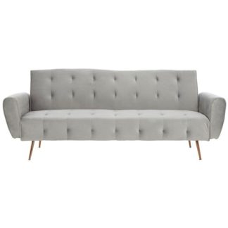An Image of Emiw Grey Velvet Sofa Bed With Metallic Gold Legs