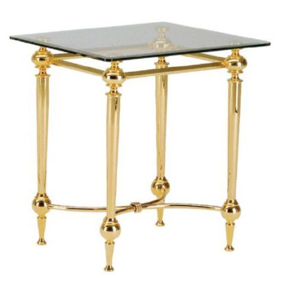An Image of Bonn End Table Square In Glass Top With Gold Plated Metal Frame