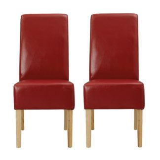 An Image of Padstow Red Finish Dining Chairs In Pair