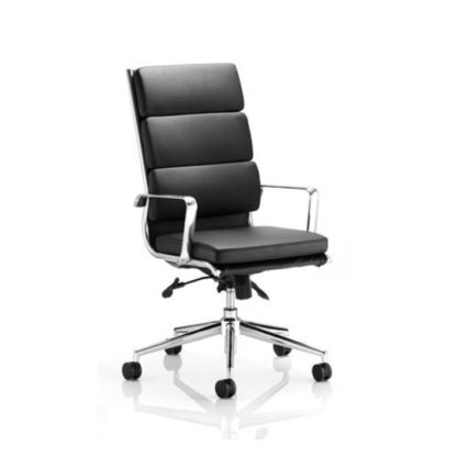 An Image of Savoy Office Chair In Black Bonded Leather With Castors