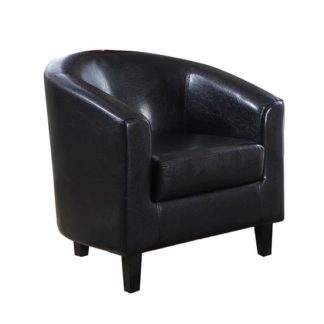 An Image of Bruna Faux Leather Single Tub Chair In Black