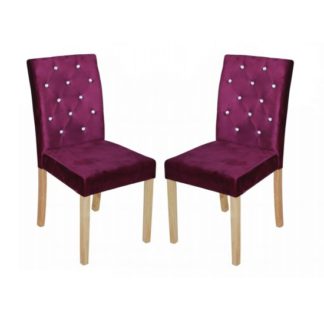 An Image of Kilcon Dining Chair In Purple Velvet And Diamante in A Pair