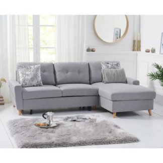 An Image of Correen Linen Right Hand Facing Chaise Sofa Bed In Grey