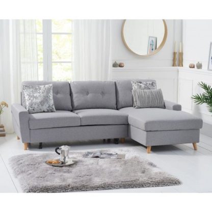 f23bd5e15bd266660b79c1e7afbe93712f06d8f9edb019befc7326eb14d92afb.jpg An Image of Correen Linen Right Hand Facing Chaise Sofa Bed In Grey