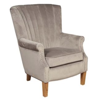 An Image of Bexley Fabric Lounge Chaise Armchair In Grey Velvet