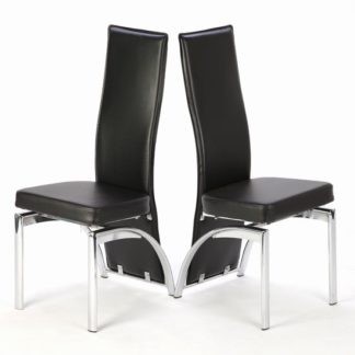 An Image of Romeo Black Dining Chairs In A Pair With Chrome Legs
