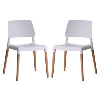 An Image of Riva White Finish Dining Chairs In Pair