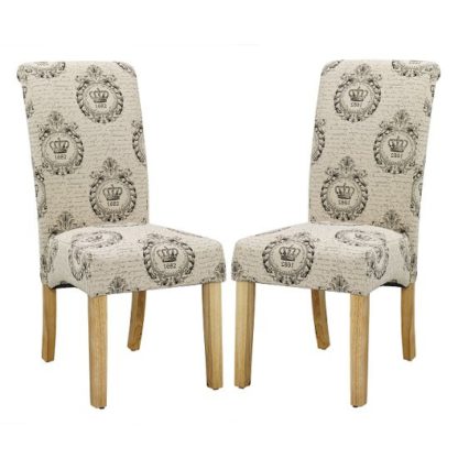 An Image of Autumn Dining Chair In Regal Style Fabric And Oak legs in A Pair