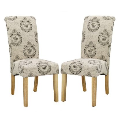 f2a6b7a576a6f29f5ed17c76b9071dd4f842efb3b7665252ac132f30c94aed1e.jpg An Image of Autumn Dining Chair In Regal Style Fabric And Oak legs in A Pair