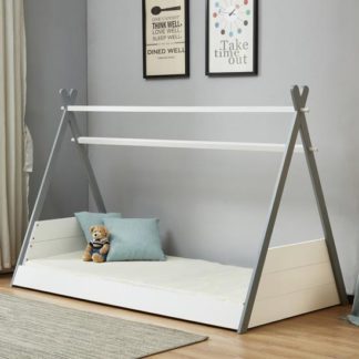 An Image of Teepee Wooden Single Bed In White And Grey