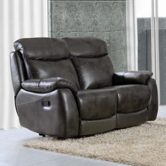 An Image of Pincoya Power Leather 2 Seater Sofa In Grey