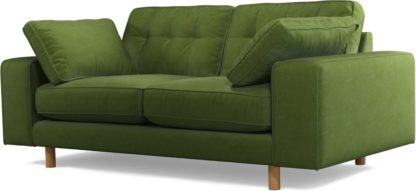 An Image of Content by Terence Conran Tobias, 2 Seater Sofa, Plush Vine Green Velvet, Light Wood Leg