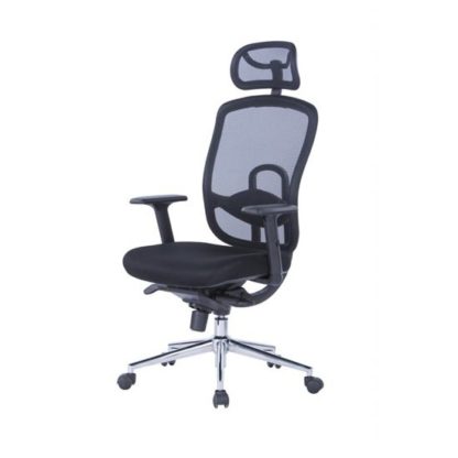 An Image of Tate Mesh Office Chair In Black With Fabric Seat And Headrest