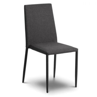 An Image of Fredo Fabric Dining Chair In Slate Grey Linen