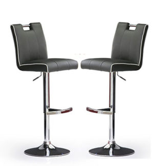 An Image of Casta Bar Stools In Grey Faux Leather in A Pair